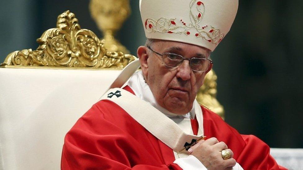 Pope Francis conducts a mass at the Vatican on 29 June, 2015.