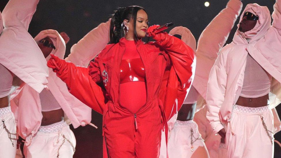 Rihanna at the halftime show