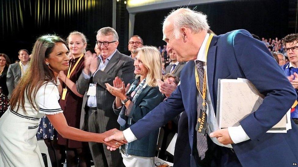 Gina Miller shaking Sir Vince Cable's hand