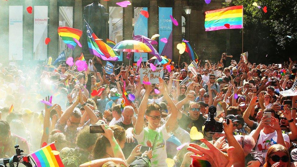 Celebration in Sydney after the gay marriage referendum