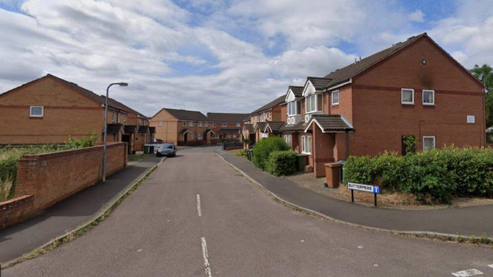 Street of modern houses and flats