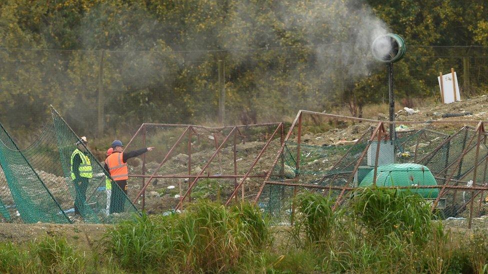 Police searching the site near Cambridge