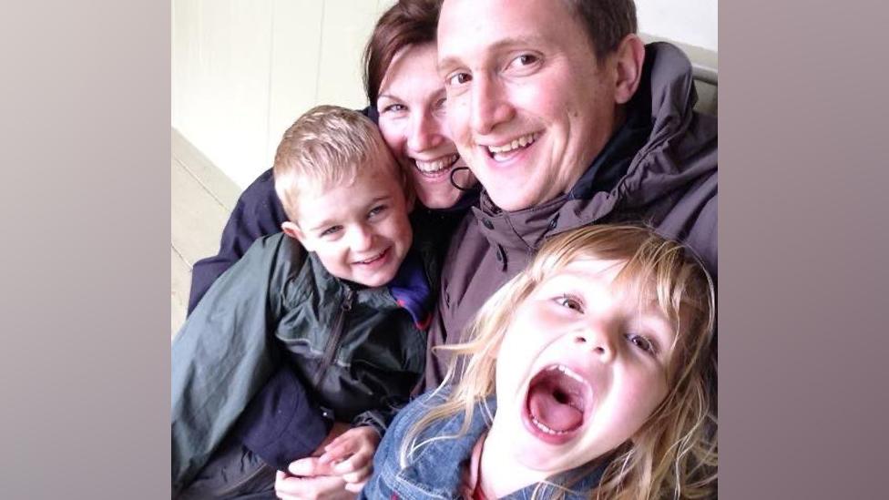 Luke Howe with his mother, father and sister