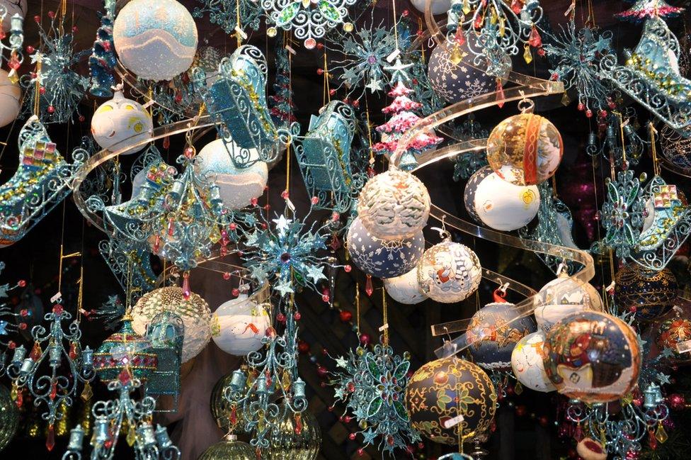 Lots of Christmas baubles