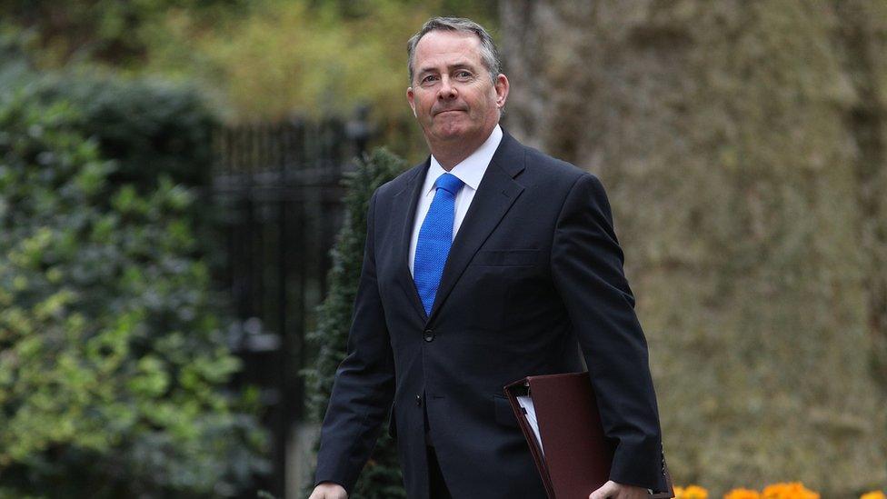 Liam Fox arriving for cabinet ahead of the triggering of Article 50