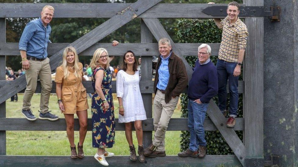 BBC Countryfile presenters (left to right) Adam Henson, Ellie Harrison, Charlotte Smith, Anita Rani, Tom Heap, John Craven and Joe Crowley