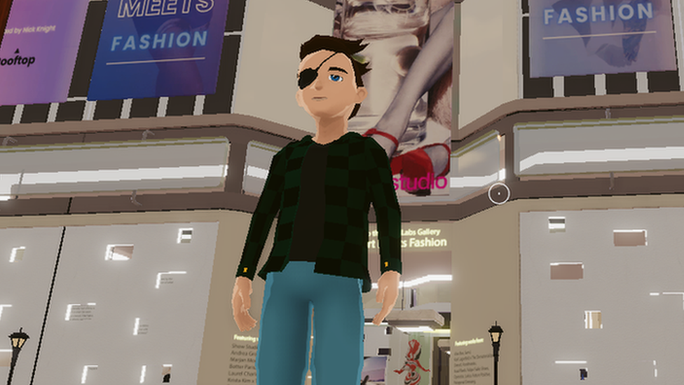 An avatar in metaverse world Decentraland