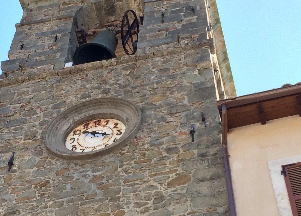 The stopped clock in Arquata del Tronto, 26 September