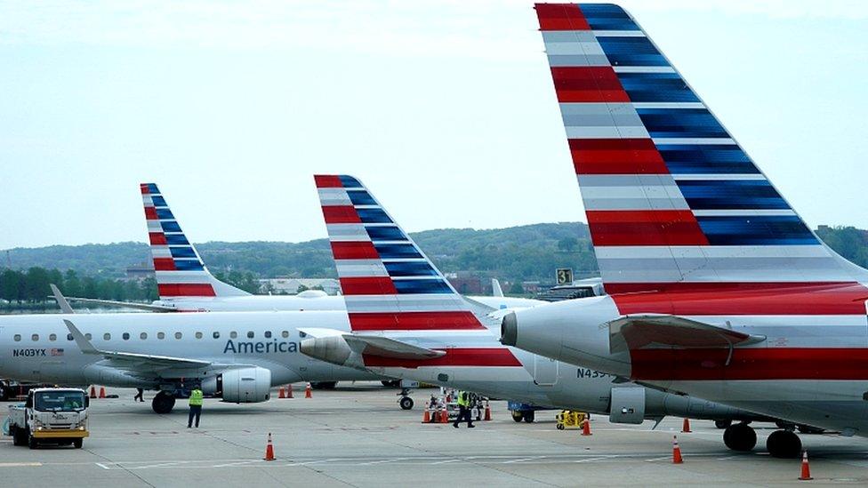 American airlines jets in Washington in April 2020