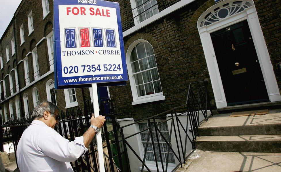 estate agent erects for sale sign