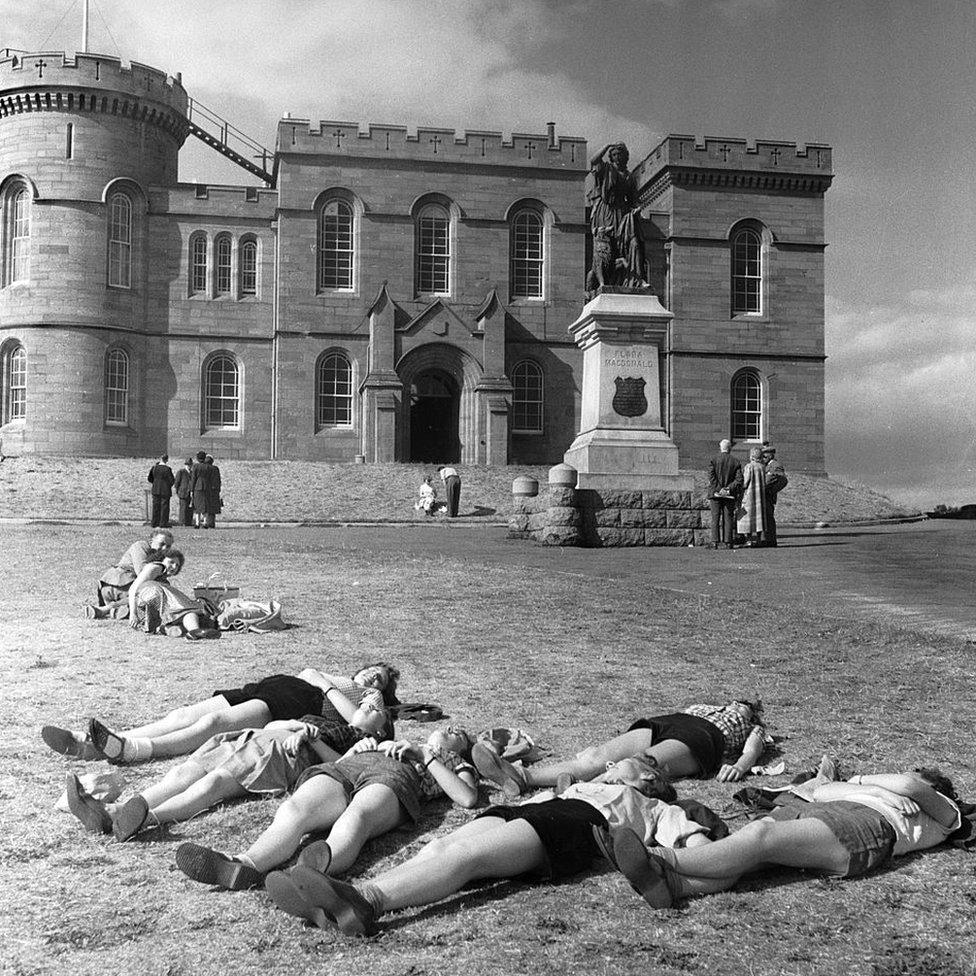 Tourists at castle