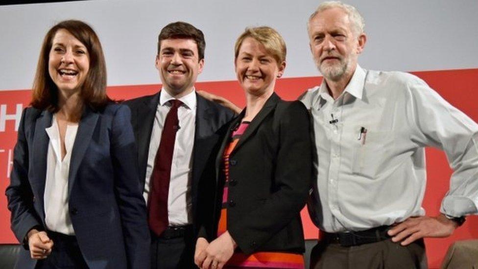 Liz Kendall, Andy Burnham, Yvette Cooper and Jeremy Corbyn