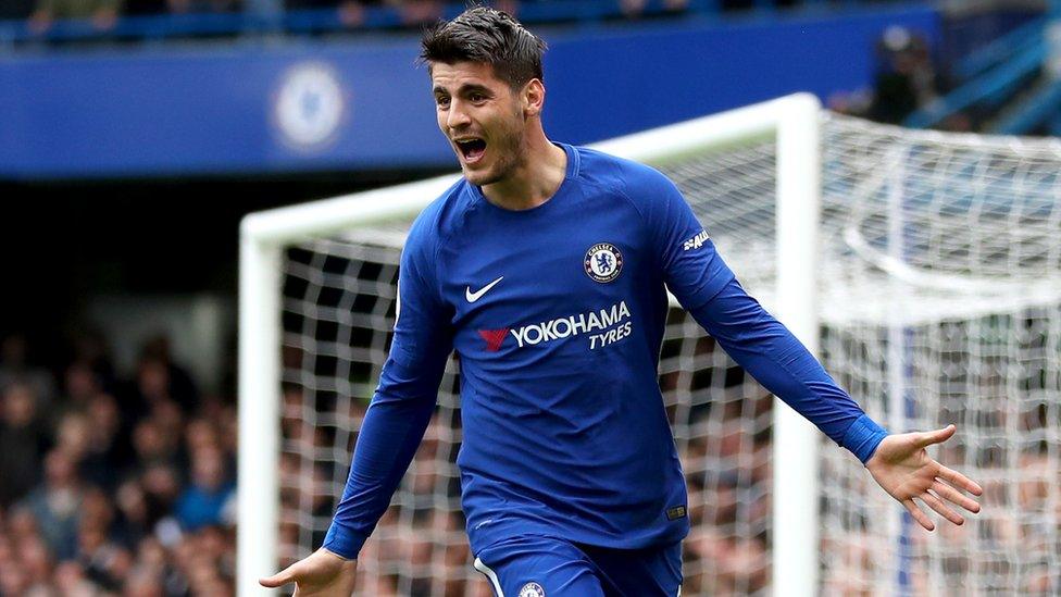 Alvaro Morata celebrates a goal last season