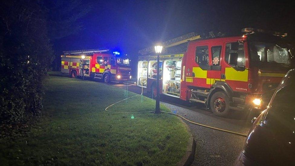 Fire engines outside Sarah McKeown's home