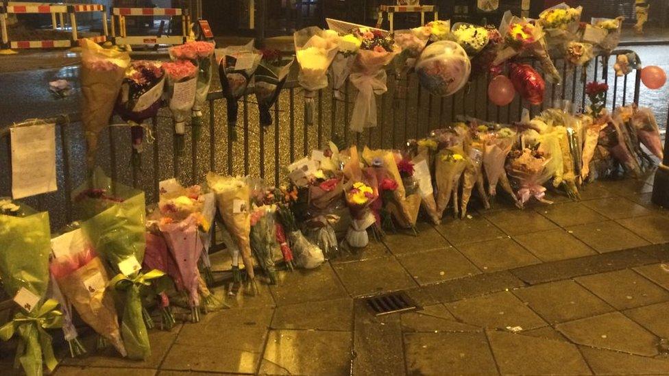 Flowers at crash scene