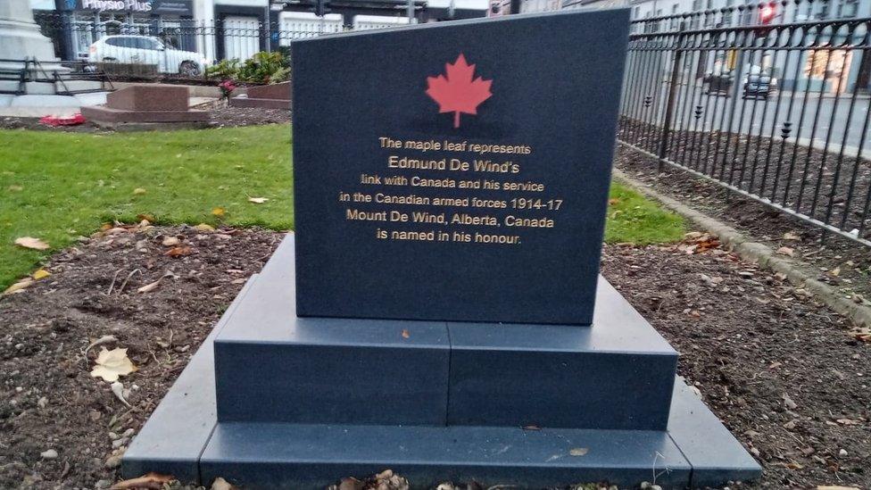 Edmund De Wind's links to Canada are recognised on his memorial in Comber