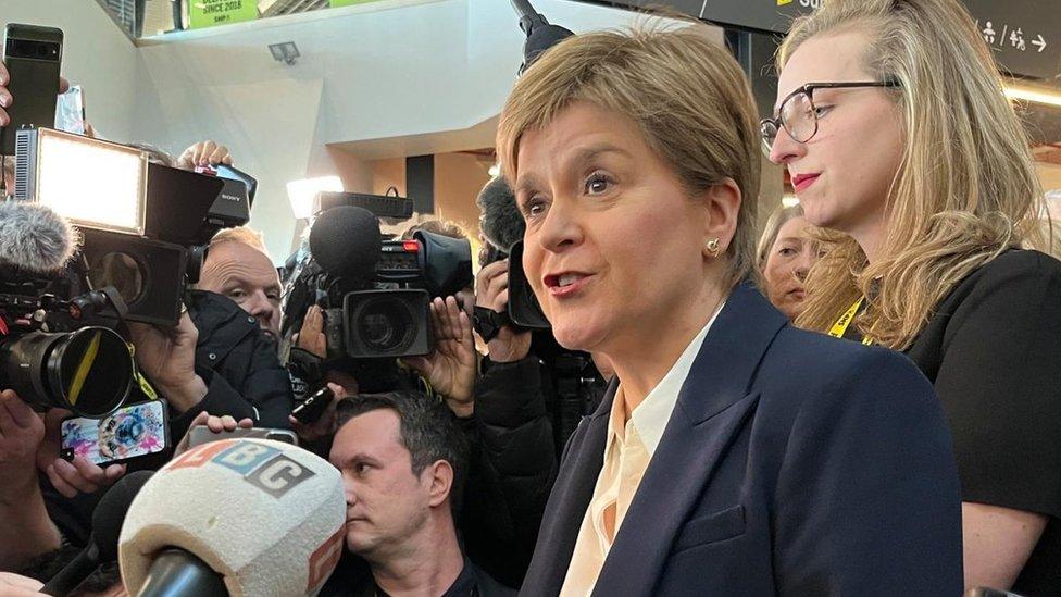 Nicola Sturgeon arrives at the conference