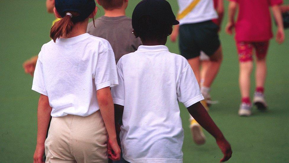 School children at sports day