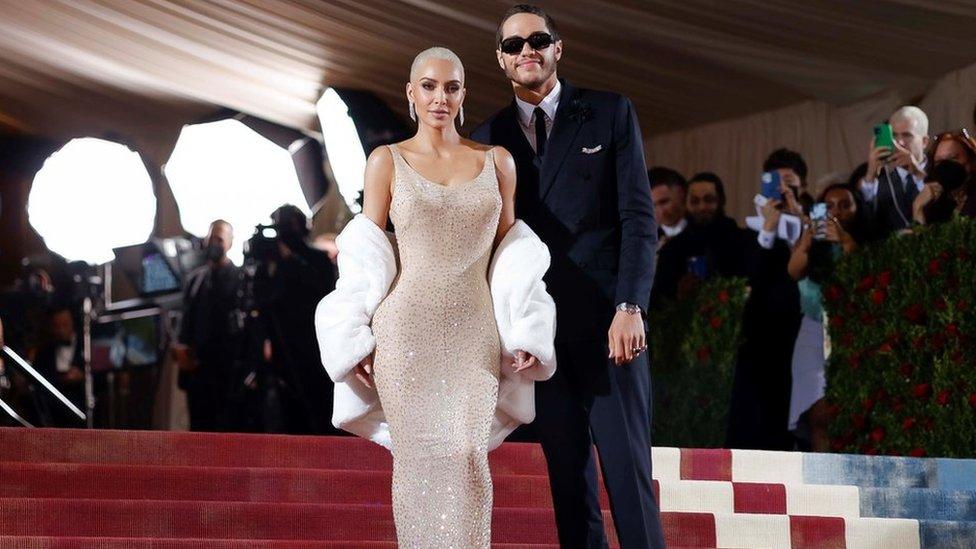 Kim Kardashian and Pete Davidson arrive on the red carpet for the 2022 Met Gala