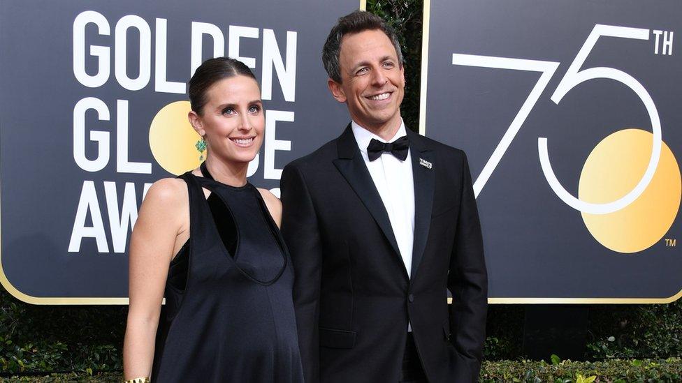 Seth Meyers and Alexi Ashe