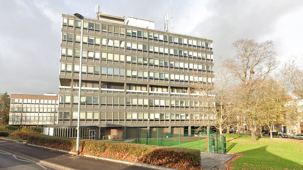 C block at County Hall in Taunton seen from the outside