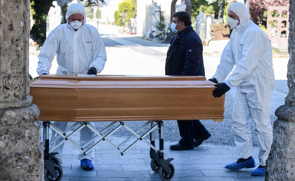 Bergamo burial of coronavirus victim, 16 Mar 20