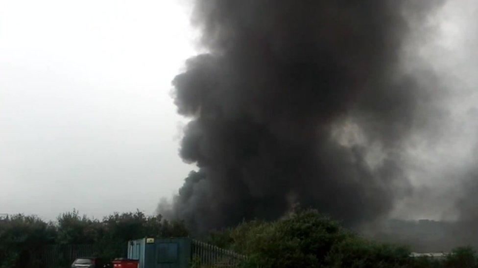 Smoke from the fire in Fforestfach