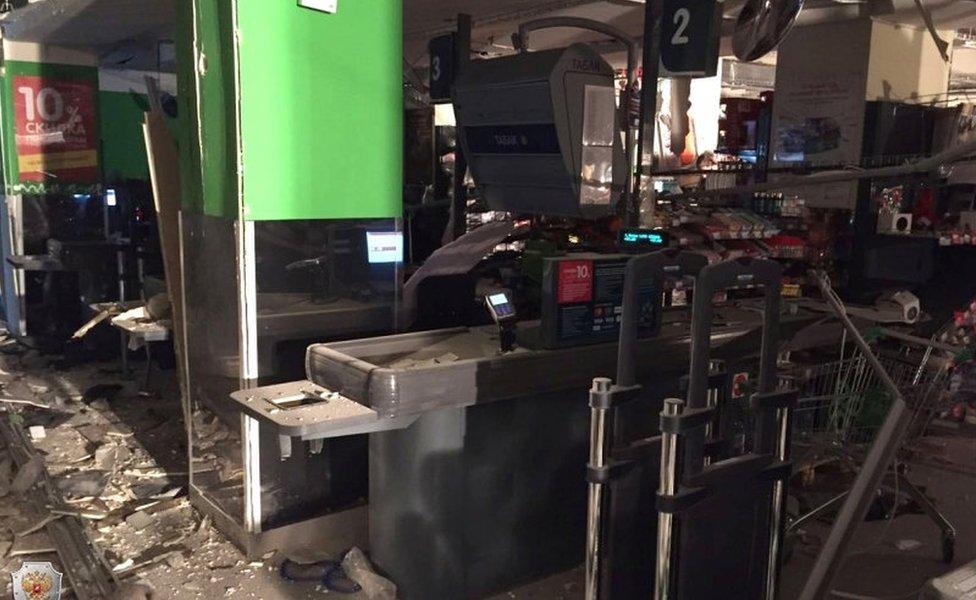 Interior view of supermarket after an explosion in St Petersburg, Russia, in photo released by National Anti-Terrorism Committee on December 28, 2017