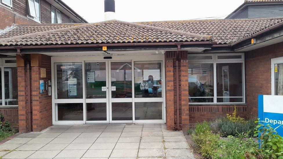 Outside the Department of Psychiatry at Eastbourne District General Hospital