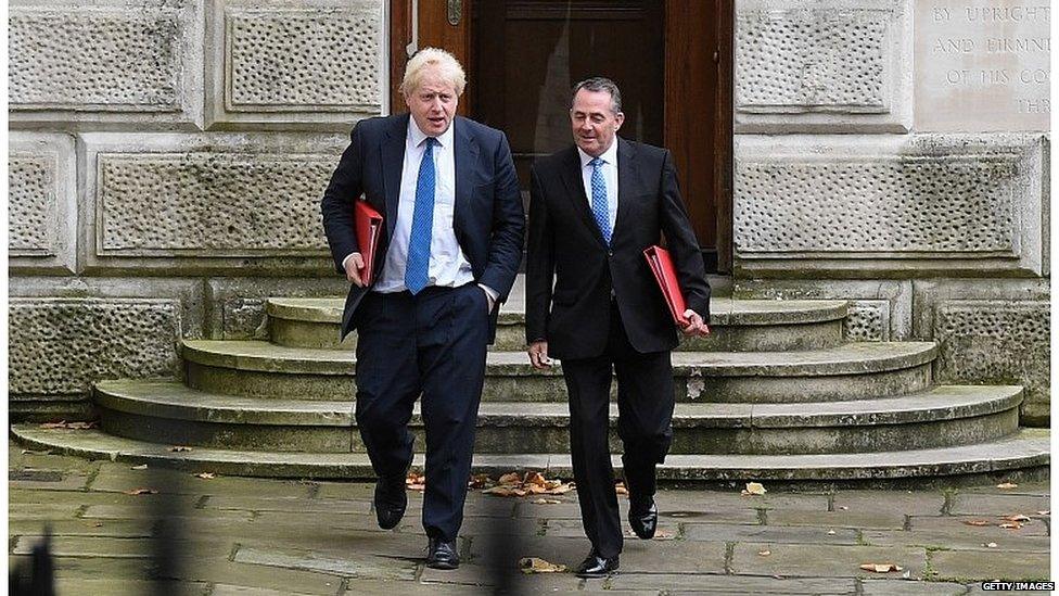 Boris Johnson and Liam Fox arrive for a cabinet meeting