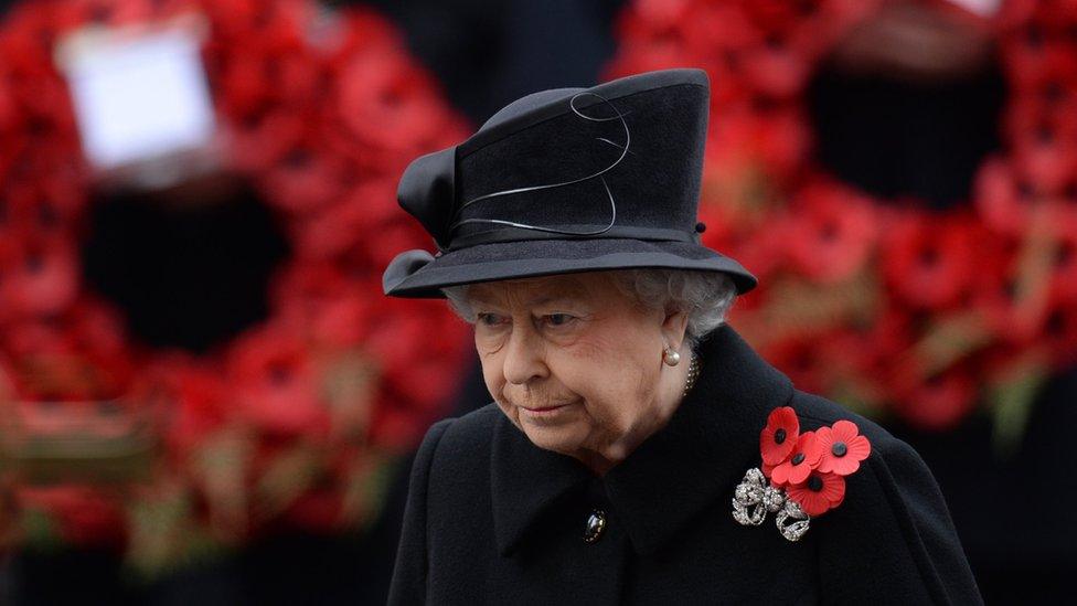 The Queen wearing her poppy