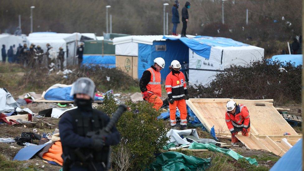 Huts are dismantled on the Jungle camp. 29 Feb 2016