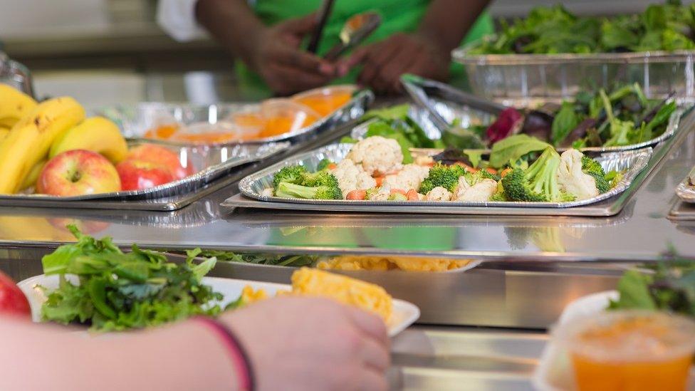 Vegetables in a school cafeteria