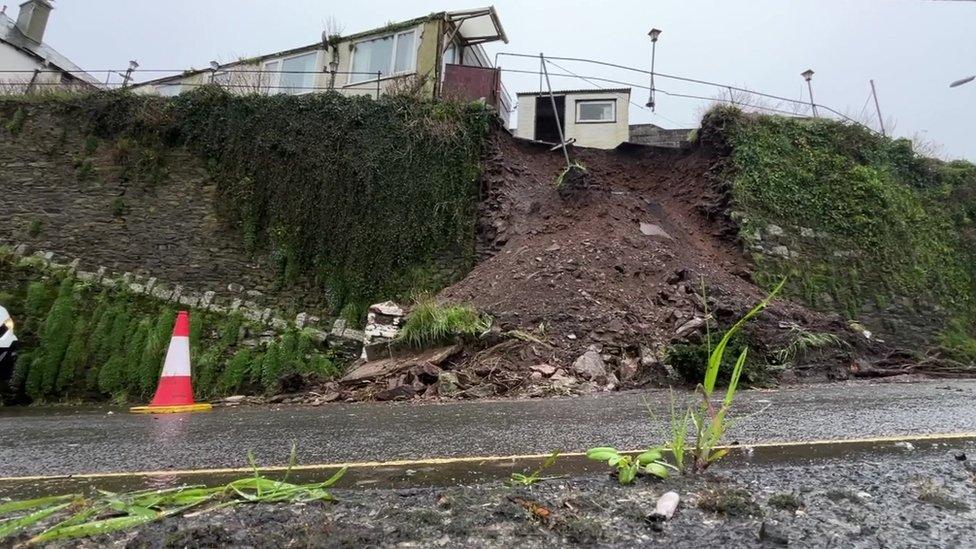 Landslip in Looe on Polperro Road