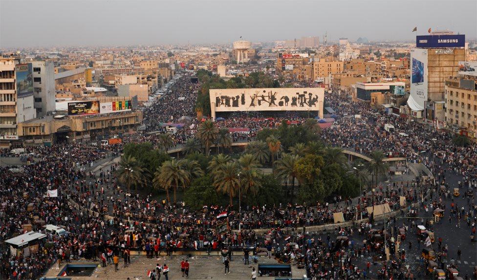 Protesters inside Tahrir Square, Baghdad (28 October 2019)