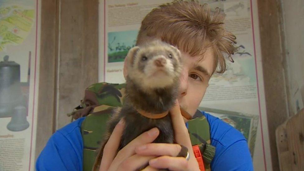 Charlie Hammerton and Bandit the ferret