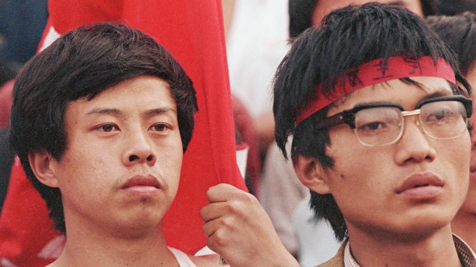 Protesters in Tiananmen Square