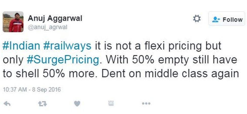 #Indian #railways it is not a flexi pricing but only #SurgePricing. With 50% empty still have to shell 50% more. Dent on middle class again