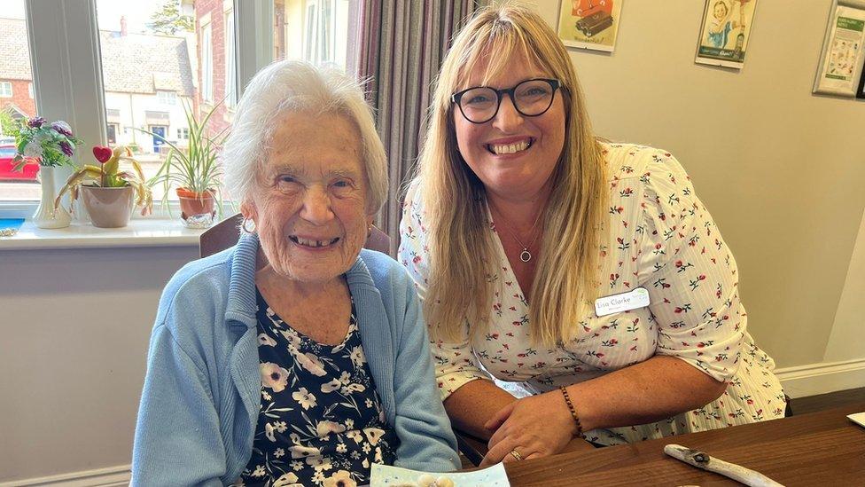 Connie Matthews on the left and care home manager Lisa Clarke