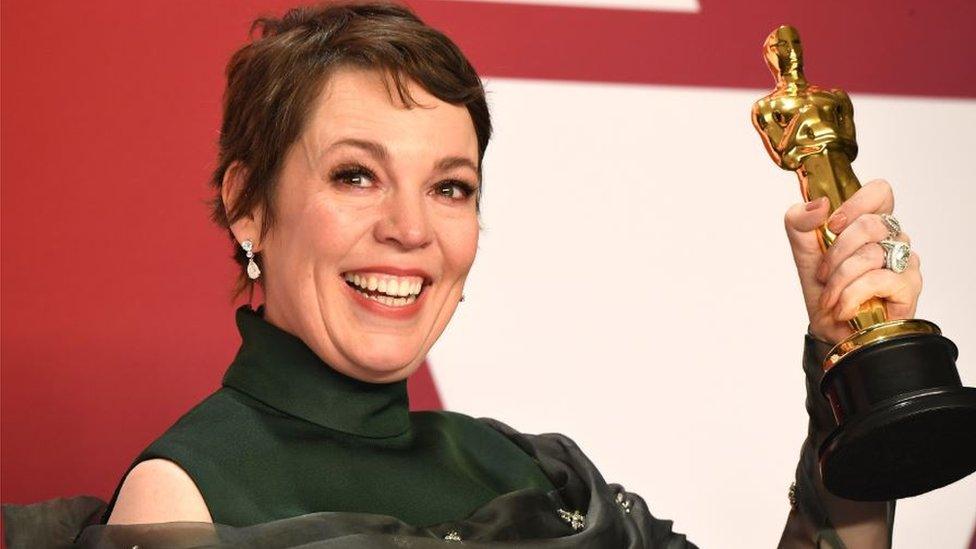 Olivia Colman with her Oscar