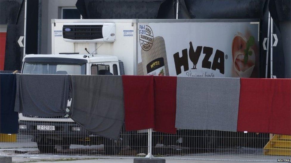 The lorry discovered with 71 bodies in Austria