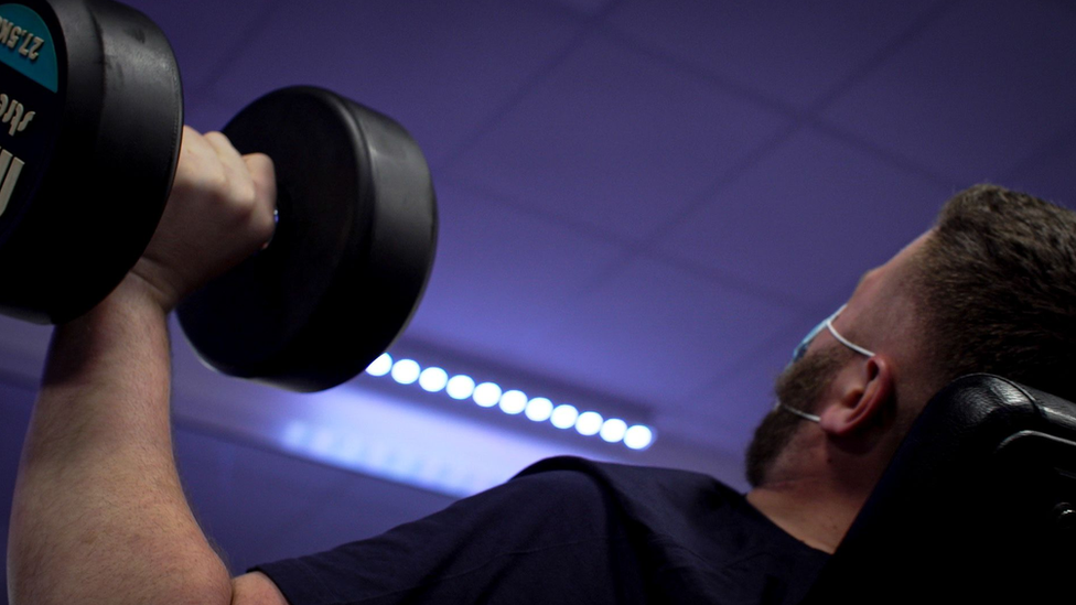 A man working out in the gym