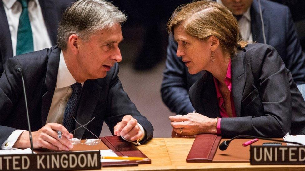 Philip Hammond and Samantha Power