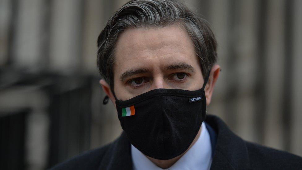 Simon Harris wearing Covid mask