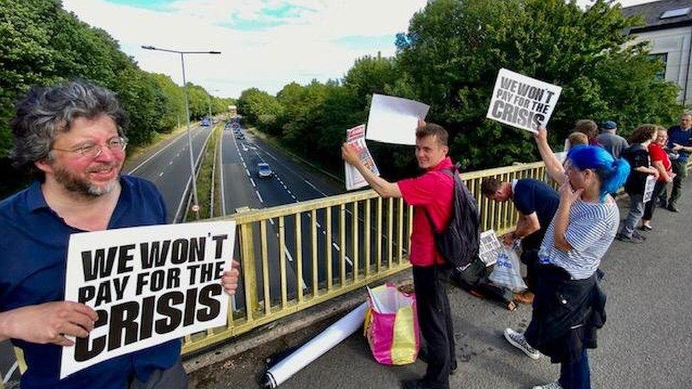 Protesters in Cardiff