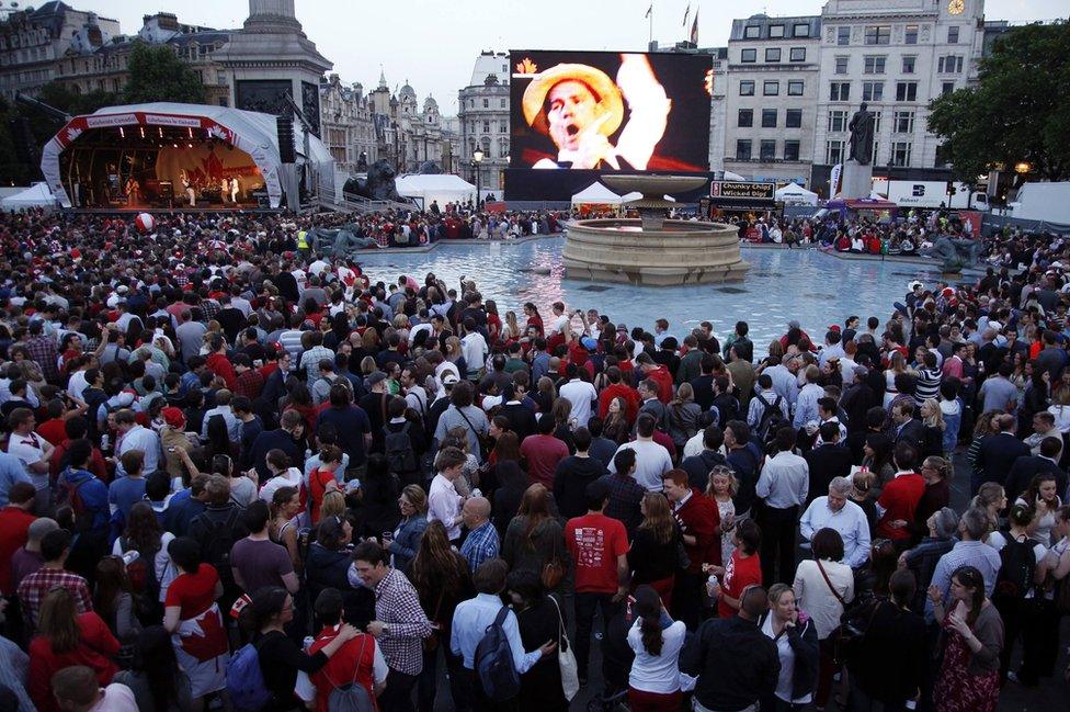 A gig in London's Trafalgar Square for Canada Day