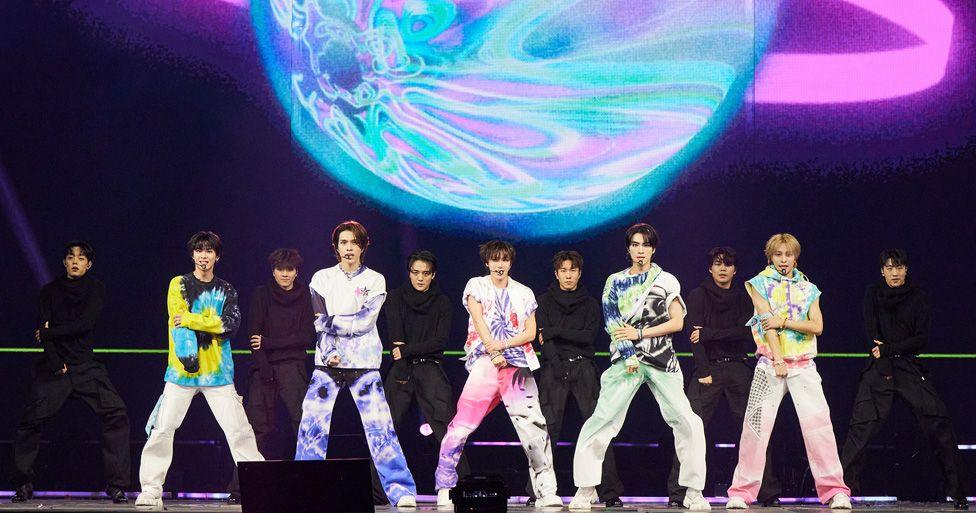 WayV doing a dance routine on stage