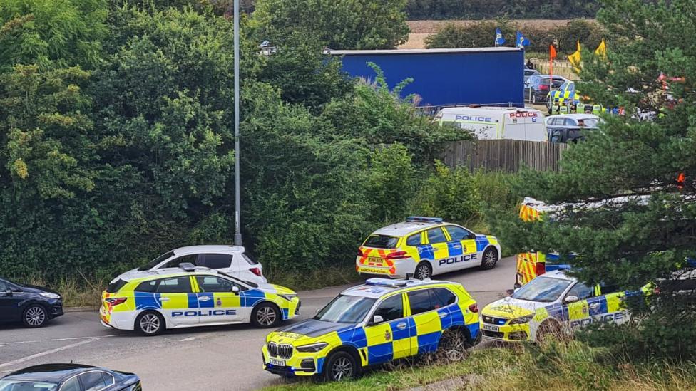 A large police presence in Alvaston on Sunday afternoon