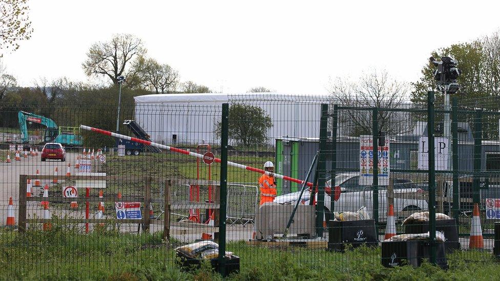 Security gates around the site