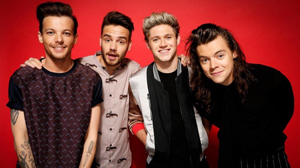 One Direction members (from left to right) Louis Tomlinson, Liam Payne, Niall Horan and Harry Styles